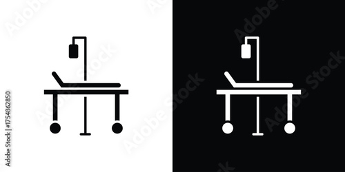 Hospital bed icon. Black and white simple flat design icon