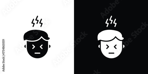 Headache icon. Black and white simple flat design icon