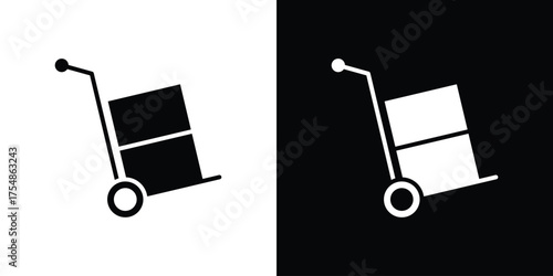 Hand truck icon. Black and white simple flat design icon