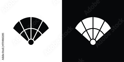Hand fan icon. Black and white simple flat design icon