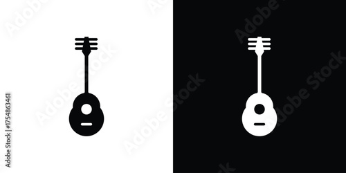Guitar icon. Black and white simple flat design icon