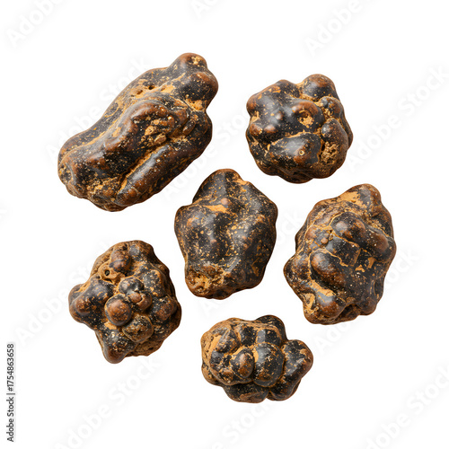 Aromatic myrrh resin lump isolated on transparent or white background. PNG