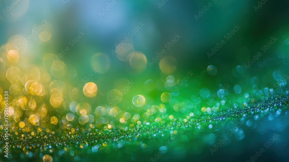 Obraz premium Morning dew glistens in the sunlight over a green landscape