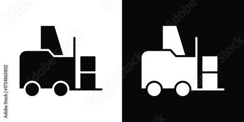 Forklift icon. Black and white simple flat design icon