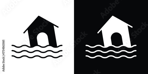 Flood icon. Black and white simple flat design icon