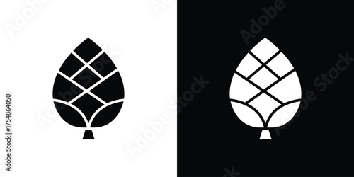 Fir cone icon. Black and white simple flat design icon