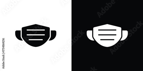 Face mask icon. Black and white simple flat design icon