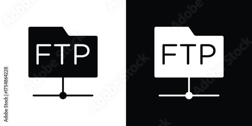 FTP icon. Black and white simple flat design icon