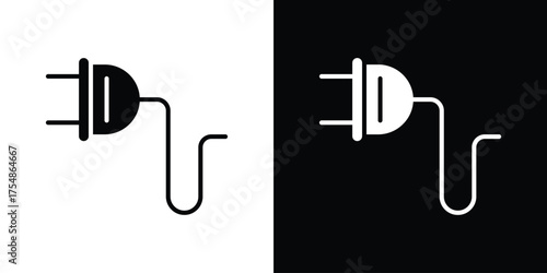 Electrical plug icon. Black and white simple flat design icon
