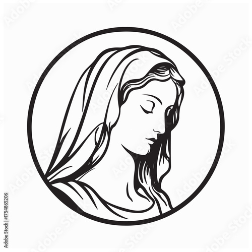 Religious Art of Virgin Mary Vector Design on white background