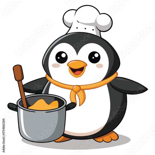 A delightfully cheerful and plump cartoon chef character with a friendly expression ready to cook up delicious meals perfect for culinary themes and food related designs