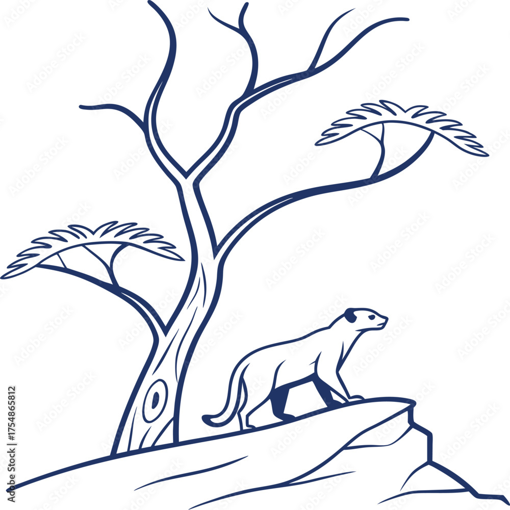 Obraz premium silhouette bird on tree branch vector illustration