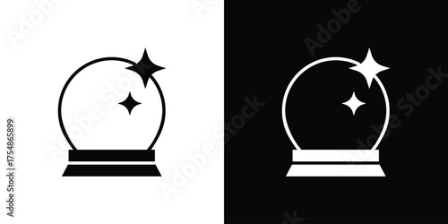 Crystal ball icon. Black and white simple flat design icon