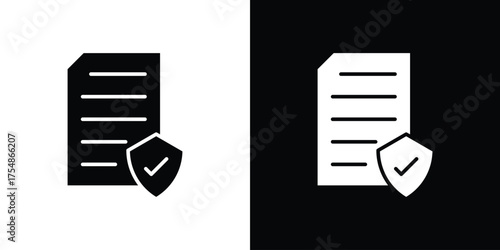 Contract coverage icon. Black and white simple flat design icon