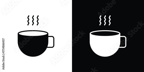 Coffee mug icon. Black and white simple flat design icon