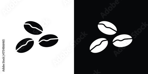 Coffee beans icon. Black and white simple flat design icon