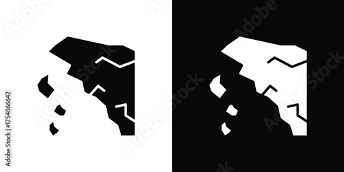 Cliff icon. Black and white simple flat design icon