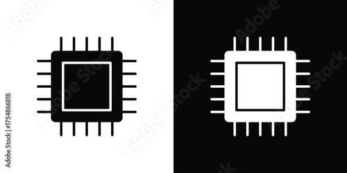 Chip icon. Black and white simple flat design icon