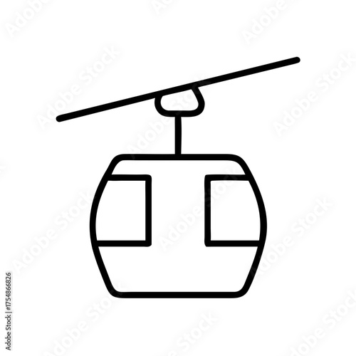 Cable car icon in minimalistic line art style for transportation concept  