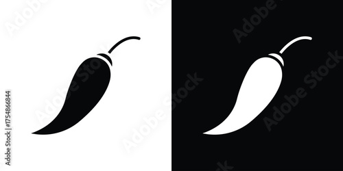 Chili icon. Black and white simple flat design icon