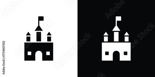 Castle icon. Black and white simple flat design icon
