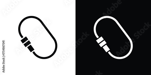 Carabiner icon. Black and white simple flat design icon