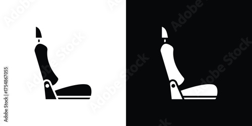 Car seat icon. Black and white simple flat design icon