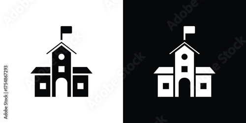 Campus icon. Black and white simple flat design icon