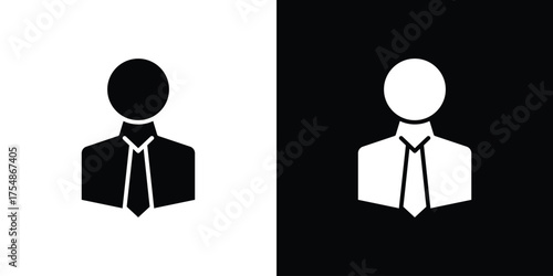 Businessman icon. Black and white simple flat design icon