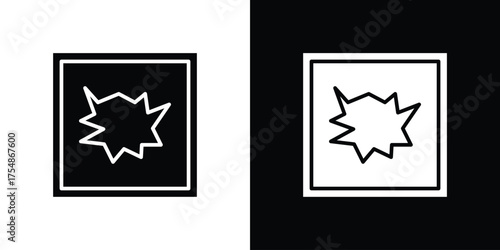 Broken window icon. Black and white simple flat design icon