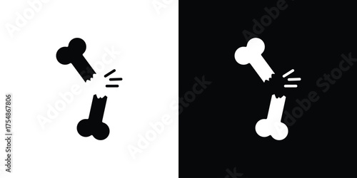 Broken bone icon. Black and white simple flat design icon