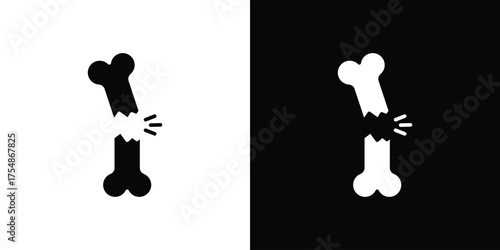 Broken bone icon. Black and white simple flat design icon