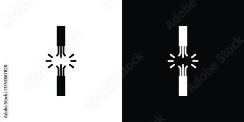 Broken Wire Icon icon. Black and white simple flat design icon