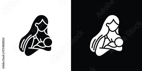 Breastfeeding icon. Black and white simple flat design icon