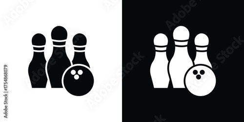 Bowling icon. Black and white simple flat design icon