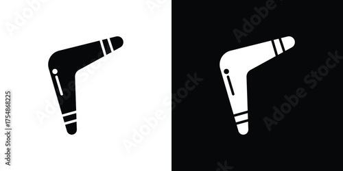 Boomerang icon. Black and white simple flat design icon