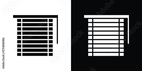 Blinds icon. Black and white simple flat design icon
