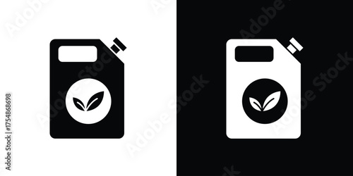 Biofuel canister icon. Black and white simple flat design icon