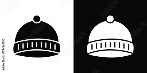Beanie icon. Black and white simple flat design icon