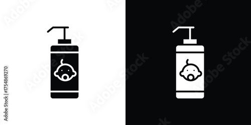 Baby shampoo icon. Black and white simple flat design icon