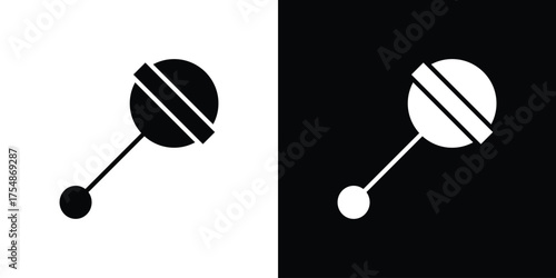 baby rattle icon. Black and white simple flat design icon
