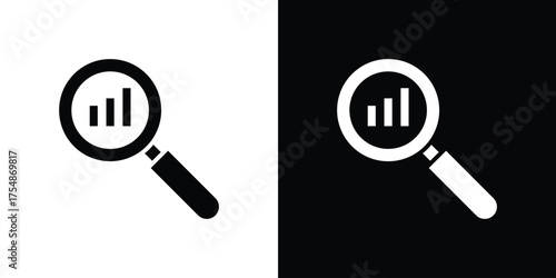 Analysis icon. Black and white simple flat design icon