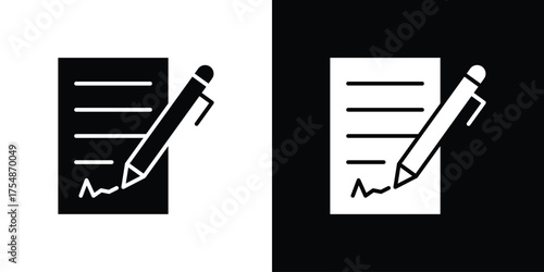 Agreement icon. Black and white simple flat design icon
