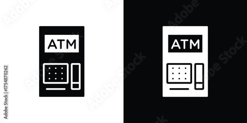 Atm icon. Black and white simple flat design icon