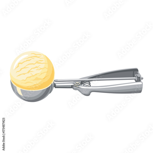 Ice cream scoop with yellow sphere isolated on white
