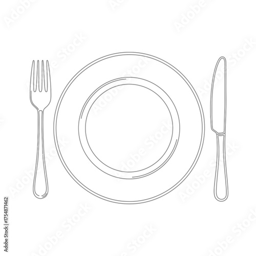 Minimalist dishware illustration for culinary concept