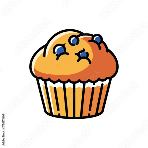 Blueberry muffin illustration isolated on white