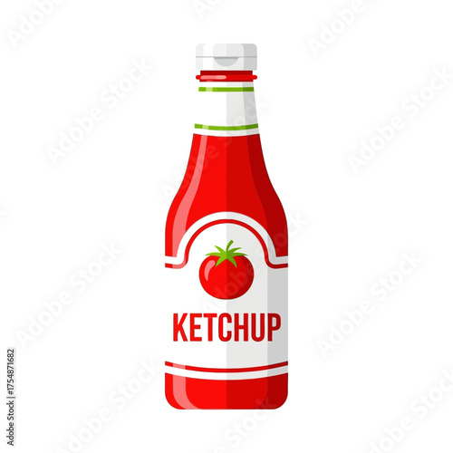 Tomato ketchup bottle isolated on white background
