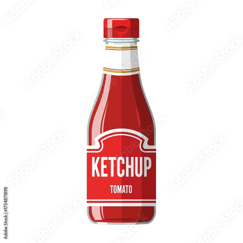 Bottle of red sauce isolated on white background