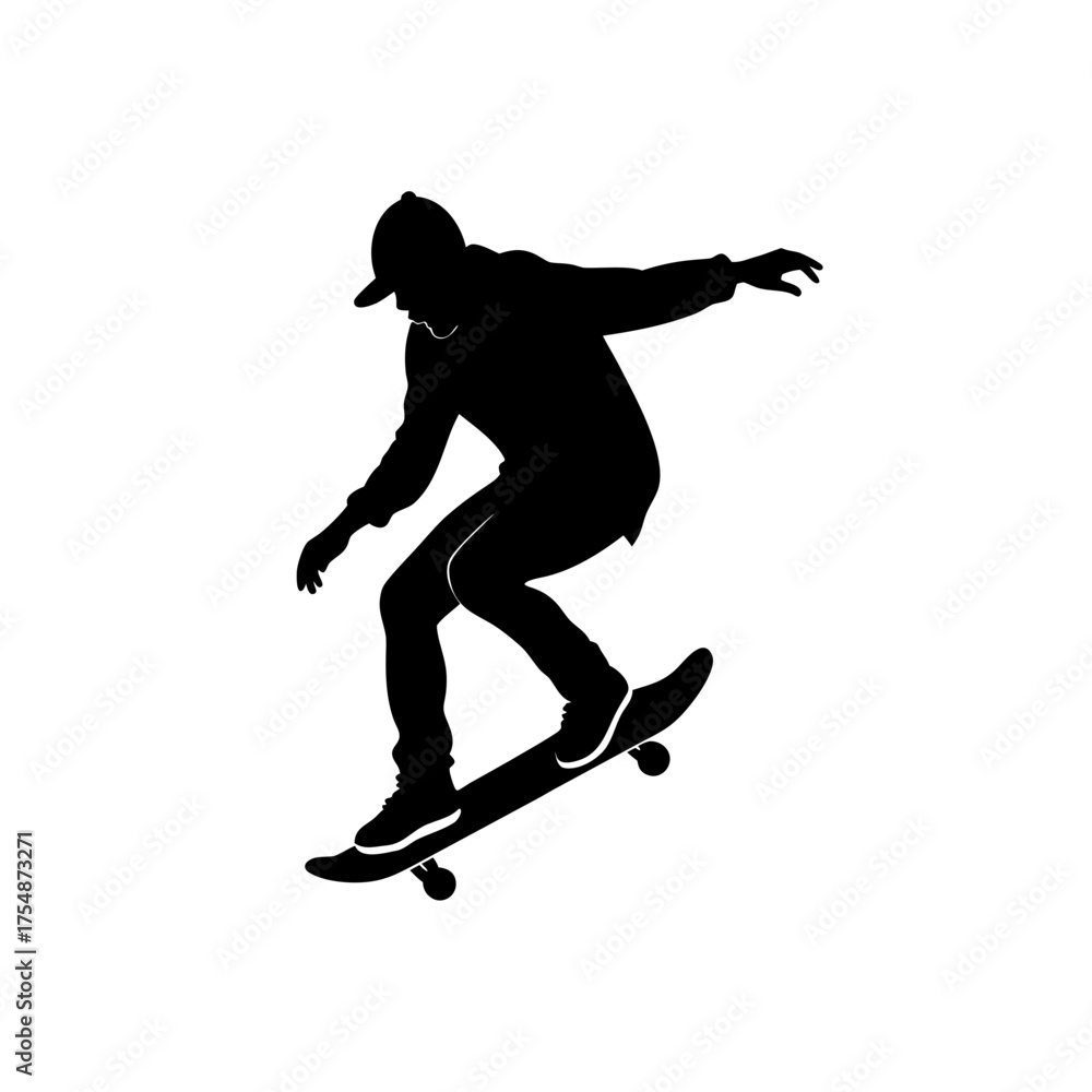 Fototapeta premium Skateboarder silhouette vector illustration clean graphic design silhouette